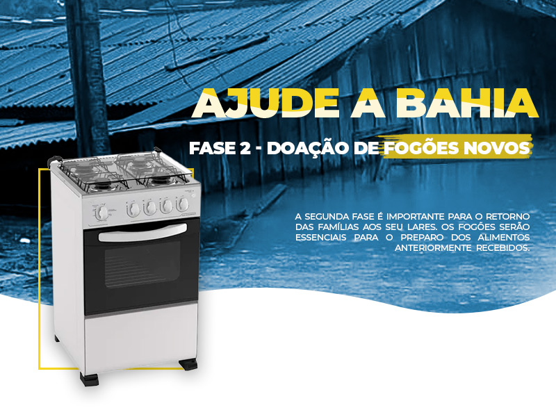 Ajude a Bahia doando fogões